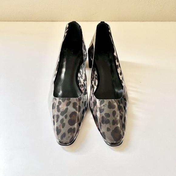 BY FAR Andrea Leopard Print PVC Block Heel Pumps in Black - Picture 8 of 12